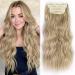 ALXNAN Clip in Long Wavy Synthetic Hair Extension 20 Inch Dirty Blonde 4PCS Thick Hairpieces Fiber Double Weft Hair for Women