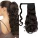 Cybelleza ponytail extensions hair part braid clip in ponytail hair extension art hair wavy curly hair extension long wrapped heat -resistant ombre (medium brown)