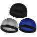 Sibba 3Pcs Elastic Band Silkly Wave Caps for Men Headwraps Wide Strap Silky Feeling Durag Caps Unisex Skull Caps Men's Skullies Beanies Soft Breathable Shower Cap Bath Accessories 3 PCS blue/grey/black