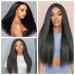 Greenmir Black Lace Front Wigs for Women - 24in Yaki Heat-Resistant Synthetic Hair 13x4 Side Part Lace Wig - Buy Online on GoSupps.com