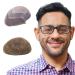 Lordhair Knotless Toupee for Men Skin Flat Injected Lace Front Human Hair System Base Size 8x10 Inch Light Medium Density Front Contour A Shape Mens Hairpiece Light Brown 7#(ASH)