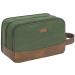 WANDF Travel Toiletry Bag for Men Hanging Dopp Kit Canvas Toiletry Organizer Water-Resistant Vegan Leather Shaving Bag for Toiletries Accessories (Green)