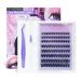 Self Adhesive Lash Clusters Kit: No Glued Needed DIY Eyelashes Clusters Kits D Curl 8-16mm 96PCS Pre Glued 1 Step Press On Lashes Extension Kit with tweezers and Brush (Self Adhesive - F04)