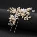 JUSTUSNX Gold/Silver Bride Wedding Headpiece Pearl Hair Pins Accessories Bridal Crystal Flower Hair Pieces for Women and Girls (A)
