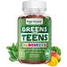 Feel Great Super Green Gummies Teen Vitamins | Vegan Veggie Gummy Multivitamin for Teens | Fruit and Vegetable Supplement | Veggie Fiber Supplement | 60 Count Teen Greens - 60 Count