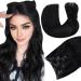 Clip in Hair Extensions Black Clip in Human Hair Extensions Natural Real Black Clip Hair Extensions Remy Thick Ends #1 100g 22 Inch