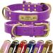 Senristar personalized dog collar made of real leather with engraved name tag - durable and stylish dog collar for small medium and large dogs (XL violet) XL (width 3.0 cm neck circumference 45-55 cm) Violet