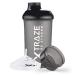 XTRAZE Protein Shaker 500 ml with powder compartment 150 ml - BPA free - Fitness cups with a scale - sieve for creamy lump -free protein shakes - black