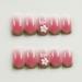 French Tip Press on Nails - Short Press On Nails with Nail Tips White small flowers Glitter Rhinestones Design Ice Green press on nails Acrylic False Nails Cute Artificial Nails - Buy Online on GoSupps.com