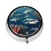 Sharks Under The Searound Pill Box 3 Compartment Round Pill Box Organizer # Portable Travel Pill Box for Traveling.