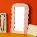 Wave Pattern Makeup Mirror with Lights - 16 Colors, Portable Cosmetic Desktop Mirror for Living Room, Bedroom, and Home Decor - Women's Gift (Pink) - Buy Online on GoSupps.com