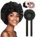 Welrog sleeping hood silk for night hair hood for the night for women - silk hood for sleeping bonnet sleep cap for the night unit size black + 3 hair ties