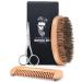 Beard Brush Set - Brush Comb Scissors with Storage Bag Beard Growth Care Gifts for Men
