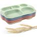 ZoauWuah 4 PCS Wheat Straw Divided Portion Plates Home Dinner Plate Feeding for Outdoor Camping Picnic BBQ Beach or Every Day Use - Buy Online on GoSupps.com