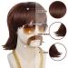JoneTing 5 Pcs Disco Wig Set with Gold Necklace, Brown Beard, Glasses, and Wig Cap - Dark Brown Short Wavy Synthetic Afro Wig for Men - Perfect for 70's Costume Parties and Halloween - Buy Online on GoSupps.com