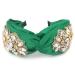 QTMY Fashion Headbands Crystal Gemstone Pearls Hair Accessories Head Band Headwear for Women Green