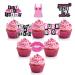 18pcs Pink Glitter Make Up Cupcake Topper Lady Woman Girl Happy Birthday Party Decoration You Can t Sip with Me Theme Party Decor Supplies