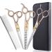 Dream Reach 7 Inches Professional Pet Grooming Scissors, 440C Japanese Steel Straight & Curved & Thinning & Chunker Shears/Scissors for Dog Cat and More Pets 7-inch-Grooming Scissors Set 02