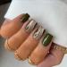 KXAMELIE Green Swirl Press on Nails Short Glitter Sequins Short Coffin Fake Nails With Nail Glue for Women Girls Daily Wear,Salon Perfect Glue on Nails green swirls