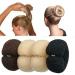 Vegcoo 4 pieces donut dutt pillow donut hair bun maker set hairstyling hairstyle help set donuts rolls long stripes buckle nylon hair tie (black brown cream white)
