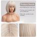 HAIRCUBE 12 Inch Blonde to White Bob Wig with Bangs | Ombre to Blonde Synthetic Heat Resistant Hair for Women - Creamy White - Buy Online on GoSupps.com