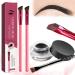 EZGHAR Anjoize Eyebrow Pen Anjoize 4D Laminated Brow Grooming Kit 4D Laminated Brow Starter Kit 4D Hair Stroke Brow Stamp Brush with Waterproof Eyebrow Gel (Black)