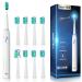 Dada-tech electric toothbrush for adults and children sound toothbrush with 90% rounded bristle 5 cleaning modes integrated timer and 9 toothbrush heads ultrasound toothbrushes (new white) white with silver button