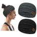 2 Pcs Winter Cable Knit Headbands Women Ear Warmer Knitted Thermal Twist Headbands for Girls Women Head Wrap Winter Shopping Skiing Running Black Deep Grey