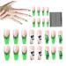 Halloween Press On Nails Medium Horror Ghost and Skull Halloween Fake Nails 24Pcs Coffin French Tip False Nails with Gel Glue Halloween Press On Nails