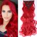 Clip-in hair extension curly 8 pieces hair extension clip 60 cm red