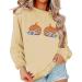 Halloween Costumes Sweatshirt Funny Pumpkin Face Graphic Pullover Crewneck Long Sleeve Fall 3X House Dresses Plus Yellow XX-Large