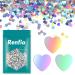 Renfio 50 g holographic loving heart shape shiny glitter loving confetti sequins glitter resin glittering chunky sequins for DIY form art vacation decoration laser silver heart-laser 50g (1.75 oz)
