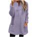AMhomely Ladies Womens Soft Teddy Fleece Hooded Jumper Plus Size Double Fleece Casual Hoodies With Pocket V Neck Soft Fleece Hooded Sweatshirts Plain Pullover Tops Winter Lightweight Lounge Tops 02 Purple XXL