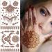 Brown Henna Tattoos for Women Waterproof Temporary Tattoos Henna Stickers Lace Mandalas Semi Permanent Henna Fake Tattoos for Body Arm Hand Festival Show Party Makeup 6 Sheets