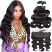 Fairgreat Body Wave Bundles With 13x4 Frontal With Frontal Human Hair Bundles Body Wave Human Hair 100% Unprocessed Brazilian Virgin Ear To Ear Frontal With Bundles (14 16 18+12 Frontal) 14 16 18+12 Inch Bundles with Frontal