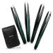Gemice eyebrows tweezers set with case (4-part) improved pointed tweezers plucking eyebrow guns with anti-slip coating plucking gim.