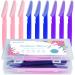 EAONE 30Pcs Eyebrow Razor Dermaplaning Tool Eyebrow Trimmer Shaper with Precision Cover, Dermaplane Razor Facial Hair Removal for Women and Men Face, 3 Colors with Box Packaged Purple, White and Transparent