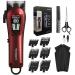 Hair Clippers for Men Professional Hair Trimmer for Men Cordless&Corded Barber Clippers for Hair Cutting & Grooming. Rechargeable Hair Trimmer Kit for Household (Red)