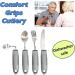 Extra Wide Bendable Cutlery Set with Chunky Handles - Easy Grip Dining Aid for Elderly and Disabled - Ideal for Arthritis, Parkinson's, and Tremors - Grey - Buy Online on GoSupps.com