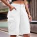 Women's Camo Cargo Shorts | Button Fly with Pockets | Solid Color Knee-Length Summer Shorts - Buy Online on GoSupps.com