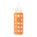 Lifefactory 9oz BPA-Free Glass Baby Bottle with Silicone Sleeve, Stage 2 Nipple - Orange - Buy Online on GoSupps.com