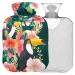 Naanle heat bottle with cover tukan bird hawaii floral transparent hot water bottle 1l hot hot water bottle for pain relief back hand feet heat heat and cold therapy