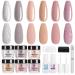 Beetles Dipping Powder 6 Colors Nude Pink Glitter Dip Nails Kit Starter Spring Summer Set Dip Powder Liquid Set for French Nail Dip Set Manicure Nail Art Set No LED Nail Lamp Needed 6 PCS A-Nude Pink
