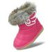 MINBEI Baby Girls Soft Leather Booties Winter Snow Boots Waterproof for Toddler Girls 8 UK Child Rose
