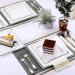 125 Pieces Silver Square Plastic Plates with Silver Rim & Disposable Silverware - include 25 pcs 9.5inch Dinner Plates 25 pcs 6.6inch Dessert Plates 25 Forks 25 Knives 25 Spoons for weddings and parties - Buy Online on GoSupps.com