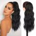 Pferdeschwanz hair part black ponytail extension with side clip in bangs such as real hair hair extension extensions long curly curly curly horny clips hair parts approx. 50cm 079g 50cm black 50cm