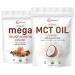 Micro Ingredients Organic Mega Mushroom Powder 10oz & Organic MCT Oil Powder 1lb Bundle 2 Pack | 10 in 1 Mushroom Complex | C8 MCT Oil Plant Based Creamer