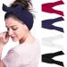4 Pieces Adjustable Headbands for Women Knotted Headbands Elastic Non-Slip head tie up headband Knotted Hairband Twist Bow Wire Headbands Head Wrap for Women Girls (Black  White  Wine Red  Navy Blue)