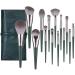 14-Piece Green Makeup Brush Set | Large Powder Highlighter Eyeshadow & Foundation Brushes for Flawless Contour - Buy Online on GoSupps.com