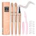 GCVSE Eyebrow Pencil 2 PCS Microblading Eyebrow Pencil with 4 Micro-Fork Tips Long-Lasting Brow Waterproof Smudgeproof Brow Pen - Easy Creation of Natural Looking Defined Eyebrows (Dark Brown)